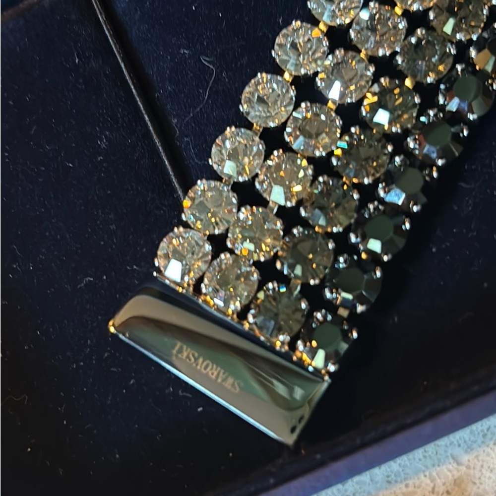 Authentic Swarovski Black Crystal Multi-Row Bracelet - Picture 2 of 5